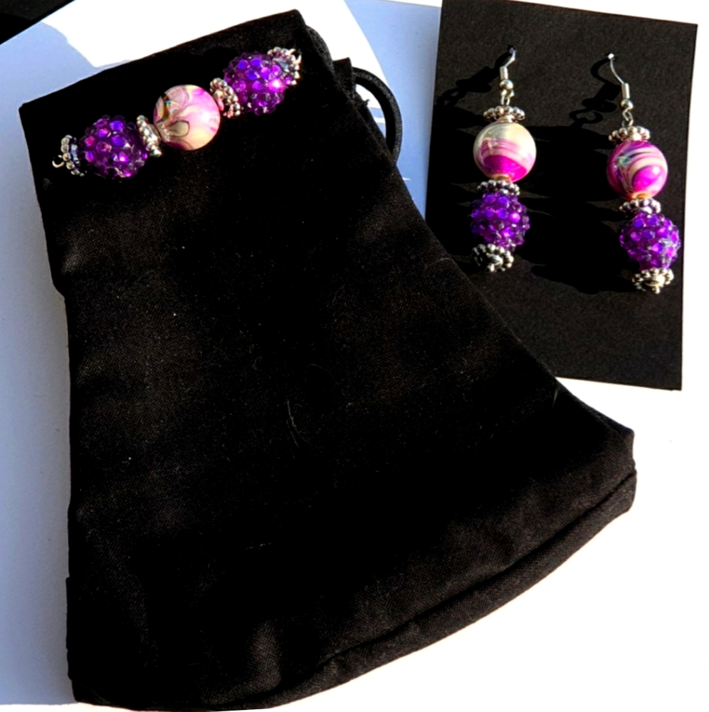 Handmade adult  face mask w/ earrings black